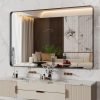 71L67Z3AsHL._AC_SL1500 22x30 Inch Bronze Bathroom Mirror for Vanity, Brushed Bronze Metal Frame Mirror for Wall, Rounded Rectangle Bronze Frame Mirror with Tempered Glass, Anti-Rust (Horizontal/Vertical)