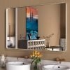 71L6uJ2Z2RL._AC_SL1500 22x30 Inch Bronze Bathroom Mirror for Vanity, Brushed Bronze Metal Frame Mirror for Wall, Rounded Rectangle Bronze Frame Mirror with Tempered Glass, Anti-Rust (Horizontal/Vertical)