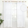 Natural Linen Curtains 63 Inch Length 2 Panels Bronze Grommet Linen Textured Short Window Drapes Light Filtering for Living Room Bedroom, 52 X 63 Inch