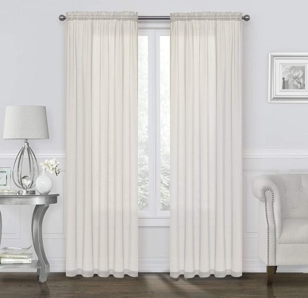 2 Pack: Basic Rod Pocket Sheer Voile Window Curtain Panels - Assorted Colors (White, 84 in. Long)
