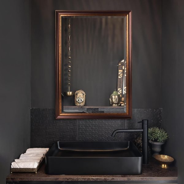 71MQkURaXYL._AC_SL1500 Bronze Copper Oil Rubbed Framed Wall Mirror, Vanity Mirror, Bathroom Mirrors, Rectangle Mirrors, Living Room Mirrors - 26" x 32"