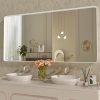 71P4nf0SYcL._AC_SL1500 22x30 Inch Bronze Bathroom Mirror for Vanity, Brushed Bronze Metal Frame Mirror for Wall, Rounded Rectangle Bronze Frame Mirror with Tempered Glass, Anti-Rust (Horizontal/Vertical)