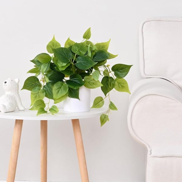 Faux Plants Indoor with Plastic Pots, Realistic Small Fake Plants, Fake Plants with Pothos, Fake Potted Plants, Artificial Plant for Home Shelf Bathroom Kitchen Office Indoor Outdoor Decor