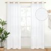Natural Linen Curtains 63 Inch Length 2 Panels Bronze Grommet Linen Textured Short Window Drapes Light Filtering for Living Room Bedroom, 52 X 63 Inch
