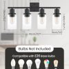 71QdmohtszL._AC_SL1500 4-Light Black Bathroom Light Fixture, Vanity Light Over Mirror with Clear Glass Shade, Modern Sconce Wall Lighting with Metal Base, for Mirror Bedroom Powder Room Hallway, Black B04BD05