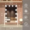 Makeup Vanity Mirror with Lights,17.5"×13.7" Tabletop Led Hollywood Mirror with 12 Dimmable Bulbs,Smart Touch Control 3 Colors Light 10X Magnification 360°Rotation