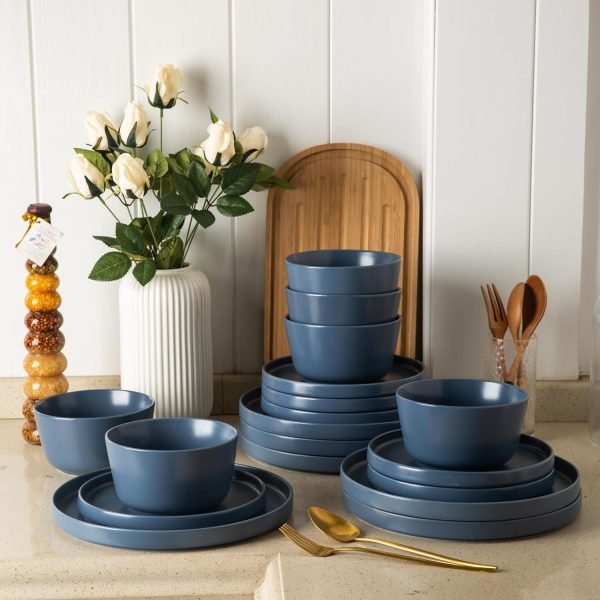 Ceramic Dinnerware Sets of 4, Modern Flat Stoneware Plates and Bowls Sets,Chip and Crack Resistant | Dishwasher & Microwave Safe Dishes Set,Scratch Resistant- Service for 4 (12pc)-Matte White