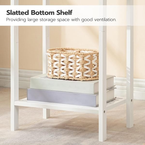 End Table, Bamboo Side Table with Drawer, Rattan Nightstand for Small Space, Tall Bedside Table, Phone Table Easy to Assemble, for Bedroom, Living Room, Study Room, White WT109BZ01