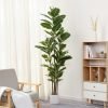 Artificial Rubber Tree Plant 43in Tall Faux Ficus Tree Potted Fake Tropical Decorative House Large Floor Artificial Plants for Home Office Store Room Decor