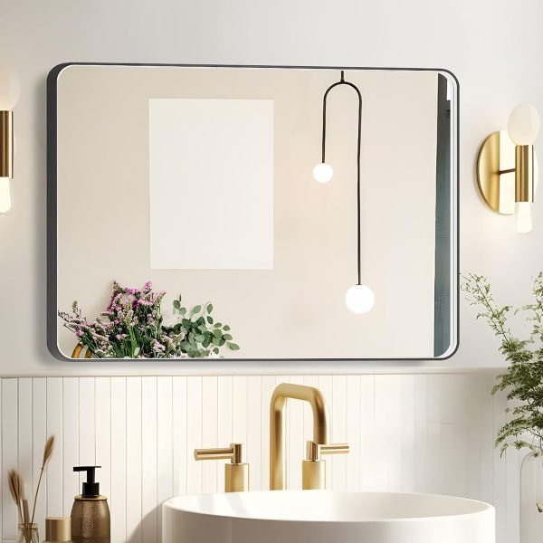 Hollywood Bathroom Mirror 12"*16", Framed Lighted Bathroom Vanity Mirror, Wall Mounted, Dimmable LED Mirror for Bathroom,Gold