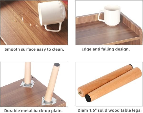 Nightstand, Mid-Century Modern Bedside Tables with Storage Shelf, Minimalist and Practical End Side Table, Fashion Bedroom Furniture, Walnut.