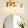 71UtGBk6rpL._AC_SL1500 4-Light Black Bathroom Light Fixture, Vanity Light Over Mirror with Clear Glass Shade, Modern Sconce Wall Lighting with Metal Base, for Mirror Bedroom Powder Room Hallway, Black B04BD05