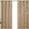 Natural Linen Curtains 63 Inch Length 2 Panels Bronze Grommet Linen Textured Short Window Drapes Light Filtering for Living Room Bedroom, 52 X 63 Inch