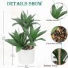 Large Artificial Succulent Plants Fake Three-Head Agave Succulent Plant Potted 15" Faux Plant in White Pot Succulent Aloe Plant Indoor for Desk Modern Home Office Living Room Table Shelf Decor