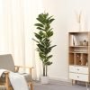 Artificial Rubber Tree Plant 43in Tall Faux Ficus Tree Potted Fake Tropical Decorative House Large Floor Artificial Plants for Home Office Store Room Decor