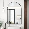 Arched Wall Mirror 20x30 Inch, Black Arch-top Bathroom Vanity Wall Mounted Mirror, Bedroom Modern Black Metal Framed Mirror