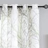 Tree Print Yellow Grey and White Curtains for Living Room Windows - Linen Textured Grommet Branches Pattern Window Treatment Set for Bedroom - 50" W x 96" L - (2 Panels)