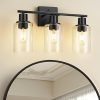 71aqTzAd4nL._AC_SL1500 4-Light Black Bathroom Light Fixture, Vanity Light Over Mirror with Clear Glass Shade, Modern Sconce Wall Lighting with Metal Base, for Mirror Bedroom Powder Room Hallway, Black B04BD05