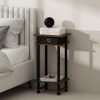 3-Tier Open Storage Nightstand, 1-Pack, Plastic Poles, Sonoma Oak/White