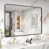 71cJ0zgs_5L._AC_SL1500 20x30 Silver Bathroom Mirror, Silver Wall Mirror for Vanity, Brushed Metal Framed Rectangle Mirror, Anti-Rust, Brushed Nickel,Shatterproof, Round Corners(Horizontally/Vertically)