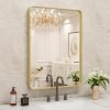 71cQPCrufDL._AC_SL1500 22x30 Inch Bronze Bathroom Mirror for Vanity, Brushed Bronze Metal Frame Mirror for Wall, Rounded Rectangle Bronze Frame Mirror with Tempered Glass, Anti-Rust (Horizontal/Vertical)