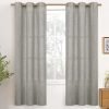 Natural Linen Curtains 63 Inch Length 2 Panels Bronze Grommet Linen Textured Short Window Drapes Light Filtering for Living Room Bedroom, 52 X 63 Inch