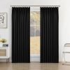 Pure White Pinch Pleat Curtain 52" W x 63" L Solid Thermal Insulated 50% Blackout Patio Door Curtain Panel Drape for Traverse Rod and Track with Tieback, (One Panel)