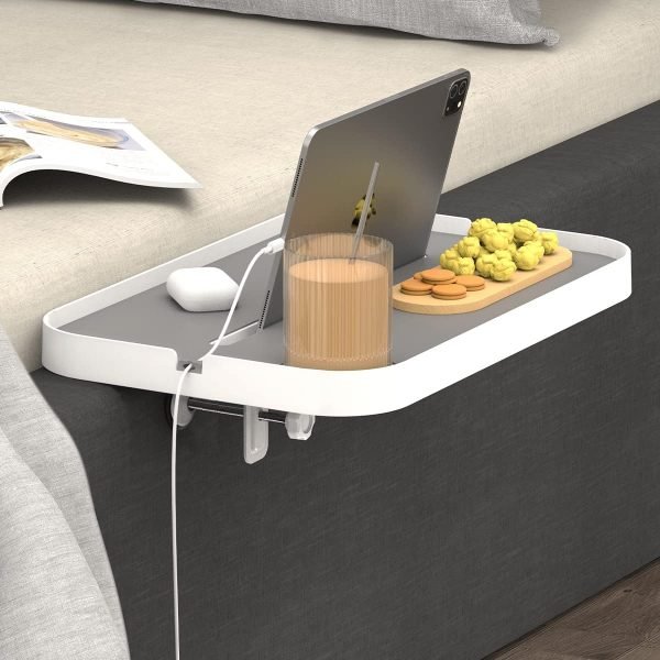 Bedside Shelf for Bed, Bedside Tray Table Under Mattress for Box Spring Bed/Plate Bed/Platform Bed, 17" Large Bed Tray Nightstand Shelf Bedside Caddy for College Dorm Bed