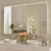 71df3Lc9dAL._AC_SL1500 22x30 Inch Bronze Bathroom Mirror for Vanity, Brushed Bronze Metal Frame Mirror for Wall, Rounded Rectangle Bronze Frame Mirror with Tempered Glass, Anti-Rust (Horizontal/Vertical)