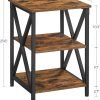 71dmZSIbVzL._AC_SL1500 Three-Tier Nightstand with Storage, S-Shaped Steel Frame Coffee Table, Suitable for Living Room and Bedroom, 15.7 x 15.7 x 23.6 inches, Farmhouse Style, Rustic Brown and Black