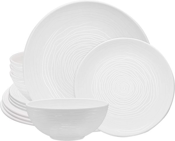 71e57SsWaXL._AC_SL1500 12 Piece Melamine Dinnerware Set - Durable, Dishwasher Safe Plates and Bowls - Casual Dining, Parties, Blue Dish Set Organica Blue Collection