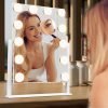 Vanity Mirror with Lights, Makeup Mirror with Lights Lighted Makeup Mirror with 3 Color Lighting Modes and 12 Dimmable Bulbs, Detachable 5X Magnification, Smart Touch Control, 360°Rotation, White