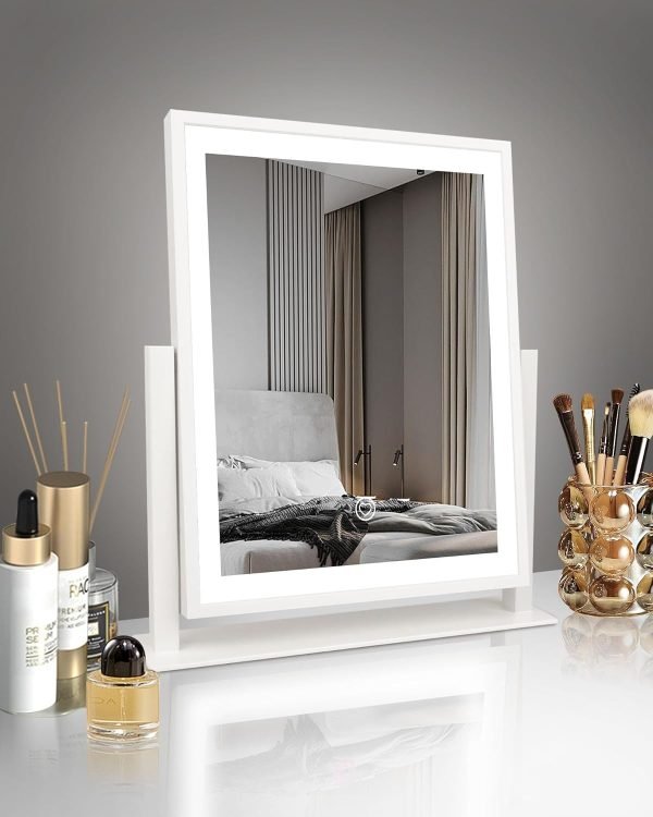 71jubTkcBtL._AC_SL1500 Classic Makeup Mirror with Lights, Lighted Vanity Mirror with Dimmable Light, Smart Control, Memory, Adjustable Warm White/Natural/Daylight, Birthday Wedding Gift, 360°Rotation (13in. Black)