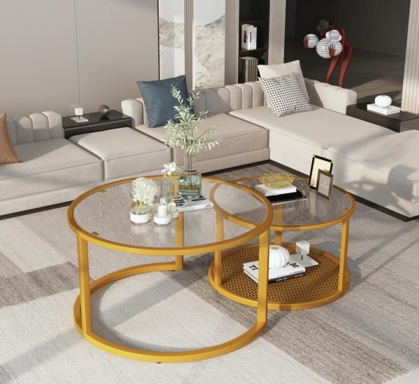 Marble Coffee Table, Faux Marble Top Rectangular Coffee Table with Gold Metal Frame, 2 Tier Living Room Table for Living Room, Office, Balcony, 40 Inch, White and Gold