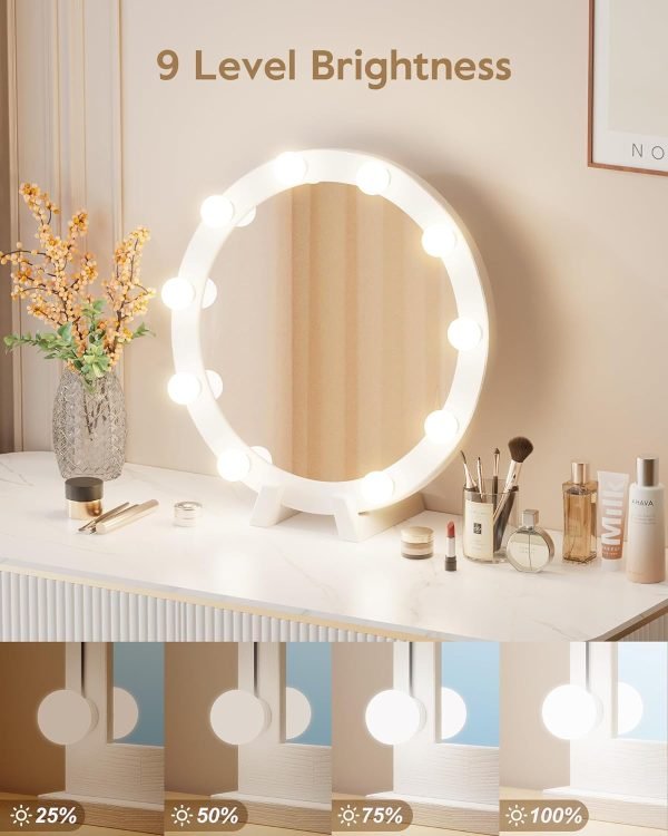 Hollywood Style Led Vanity Mirror Lights Kit - Vanity Lights Have 10 Dimmable Light Bulbs for Makeup Dressing Table and Power Supply Plug in Lighting Fixture Strip, White (No Mirror Included)