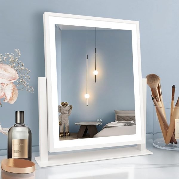 Vanity Mirror with Lights, Hollywood Lighted Makeup Mirror with Dimmable Light, Smart Control, Memory, Adjustable Warm White/Natural/Daylight, Birthday Gift, 360°Rotation (13in. White)