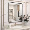 71mIowKJd_L._AC_SL1500 20x30 Silver Bathroom Mirror, Silver Wall Mirror for Vanity, Brushed Metal Framed Rectangle Mirror, Anti-Rust, Brushed Nickel,Shatterproof, Round Corners(Horizontally/Vertically)