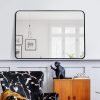 Arched Wall Mirror 20x30 Inch, Black Arch-top Bathroom Vanity Wall Mounted Mirror, Bedroom Modern Black Metal Framed Mirror