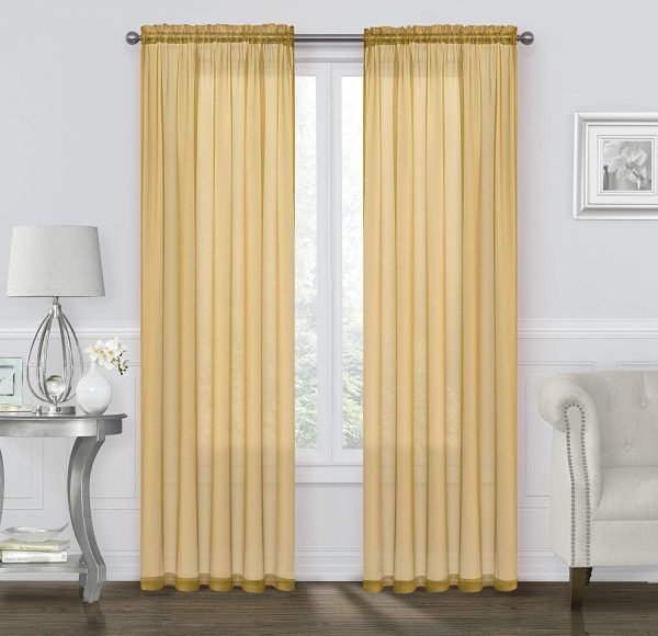 2 Pack: Basic Rod Pocket Sheer Voile Window Curtain Panels - Assorted Colors (White, 84 in. Long)