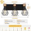 3-Light Farmhouse Bathroom Vanity Light Fixtures, Wood Bathroom Lighting Over Mirror, Black Vanity Lights with Metal Lampshade, Vintage Wall Light Fixtures for Bedroom, Living Room, Hallway