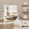 Lighted Makeup Mirror, 14"x 12" Hollywood Vanity Mirror with 9 LED Bulbs, 3 Color Lights, and Detachable 10X Magnification Mirror, 1200mAh Rechargeable, Touch Control, 360°Rotation (White)