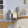 Small Nightstand, Bedside Table with 2 Drawers Mid Century Modern Nightstand Natural Wood End Table Side Table for Bedroom