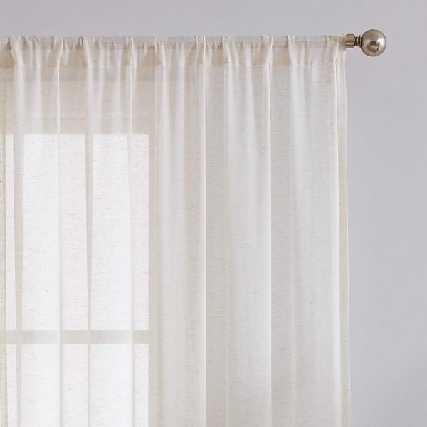 71rCRny9H5L._AC_SL1500 Linen Sheer Curtains 108inches Long for Living Room Flax Blend Retro Window Draperies for Bedroom Sheers Rod Pocket 52" w x 2Panel Natural