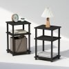 3-Tier Open Storage Nightstand, 1-Pack, Plastic Poles, Sonoma Oak/White