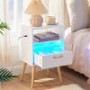 71sr4SAHS1L._AC_SL1500 Nightstand with Charging Station and LED Lights, Night Stands with Drawer, End Bedside Table with USB Ports & Outlets, Side Table for Bedroom, LED Nightstands, for Bedroom, Black BB01UDBZ01
