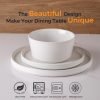 Ceramic Dinnerware Sets of 4, Modern Flat Stoneware Plates and Bowls Sets,Chip and Crack Resistant | Dishwasher & Microwave Safe Dishes Set,Scratch Resistant- Service for 4 (12pc)-Matte White