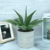 Artificial Potted Plants, 13.8" Artificial Succulent Fake Aloe, Large Faux Aloe Plant in Pot for Home Office Room Badroom Garden Decor (Grey)