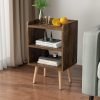 Nightstand, Mid-Century Modern Bedside Tables with Storage Shelf, Minimalist and Practical End Side Table, Fashion Bedroom Furniture, Walnut.