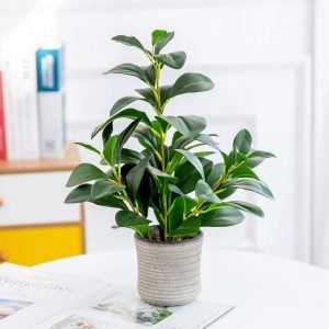 71u8AykAZdL._AC_SL1500 16 inch Artificial Indoor Plants Office Desk Faux Plant Peperomia Leaf Ficus Plant Realistic Small Fake Farmhouse Plants for Home Kitchen Bathroom Bedroom Evergreen Decor