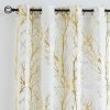 Tree Print Yellow Grey and White Curtains for Living Room Windows - Linen Textured Grommet Branches Pattern Window Treatment Set for Bedroom - 50" W x 96" L - (2 Panels)